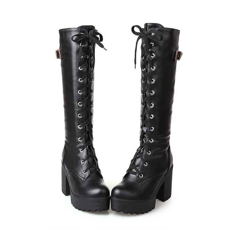Dafne Damskie Buty Za Kolano - Czarny