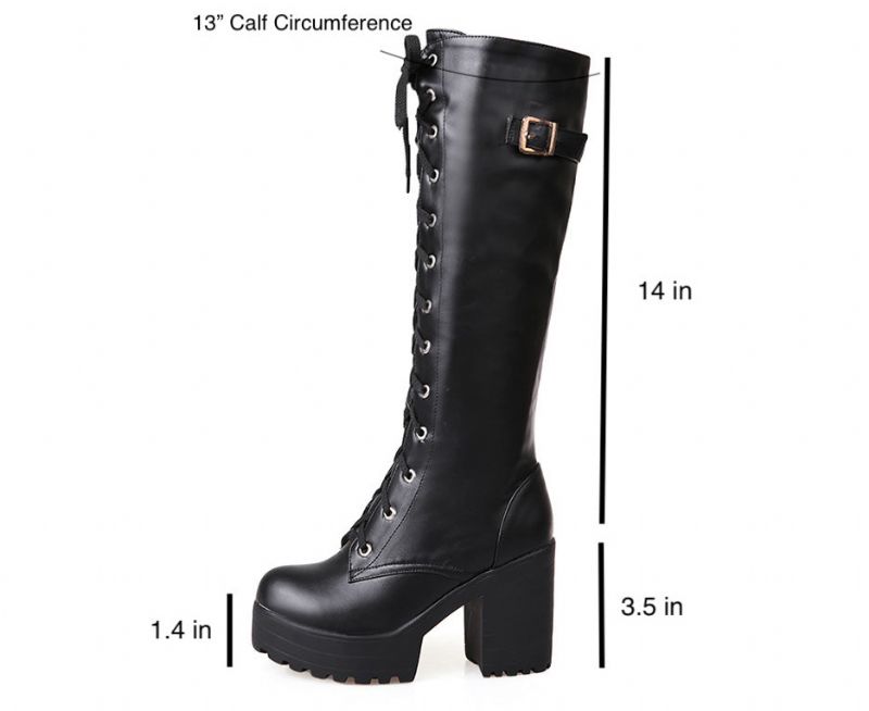 Dafne Damskie Buty Za Kolano - Czarny