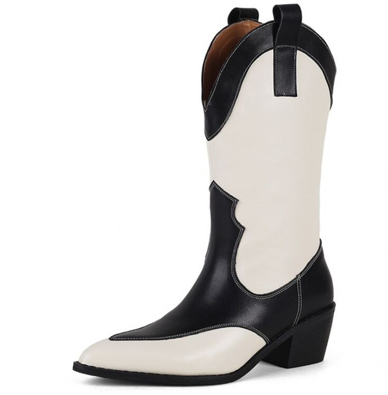 Dallas Western Skórzane Buty - Biały Aksamit