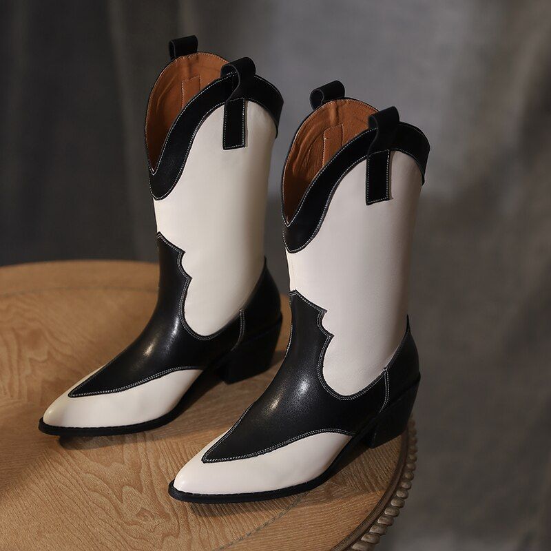 Dallas Western Skórzane Buty - Biały Aksamit