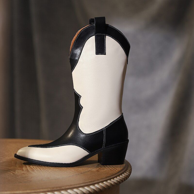 Dallas Western Skórzane Buty - Biały Aksamit