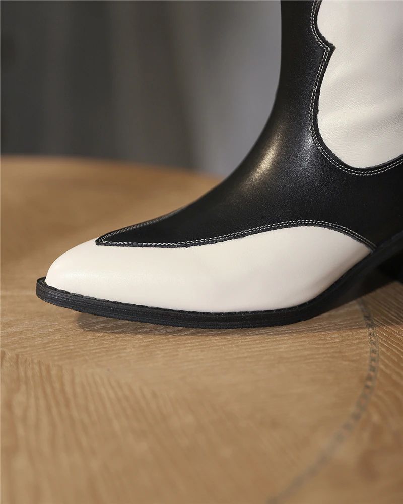 Dallas Western Skórzane Buty - Biały Aksamit