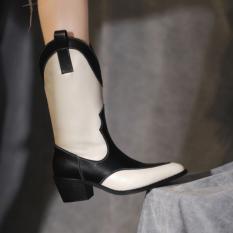 Dallas Western Skórzane Buty - Biały Aksamit