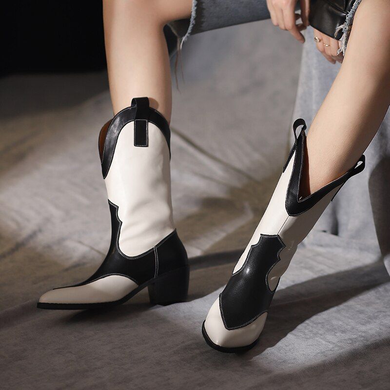 Dallas Western Skórzane Buty - Biały Aksamit