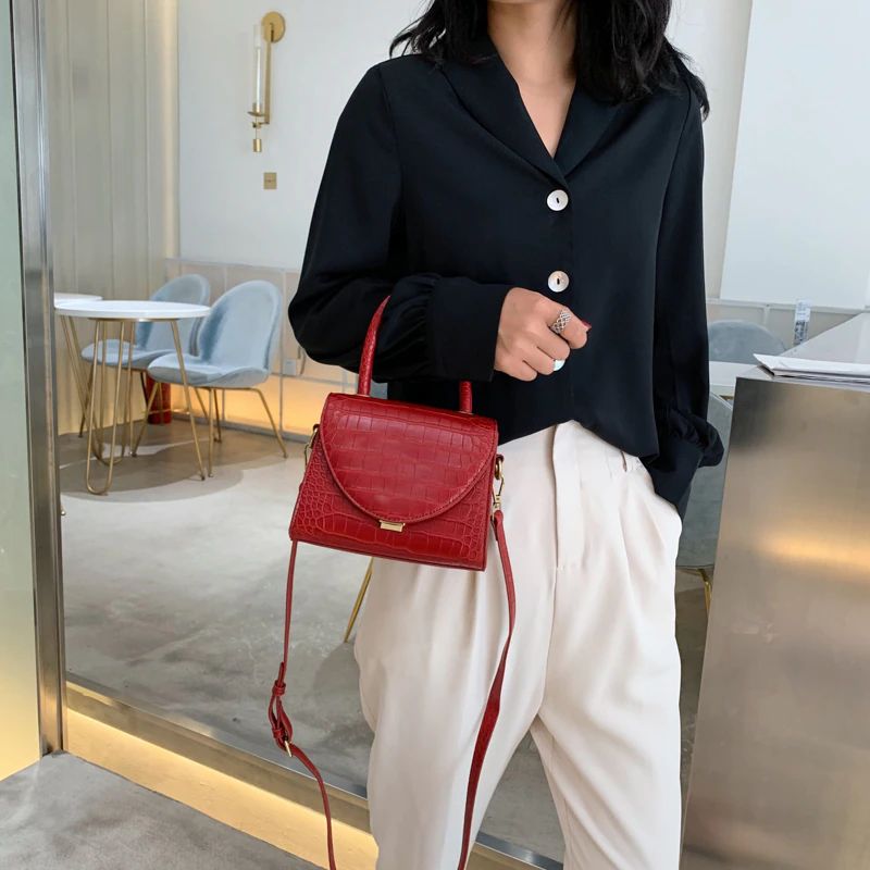 Damska Skórzana Torebka Typu Crossbody Pirulin - Brązowy