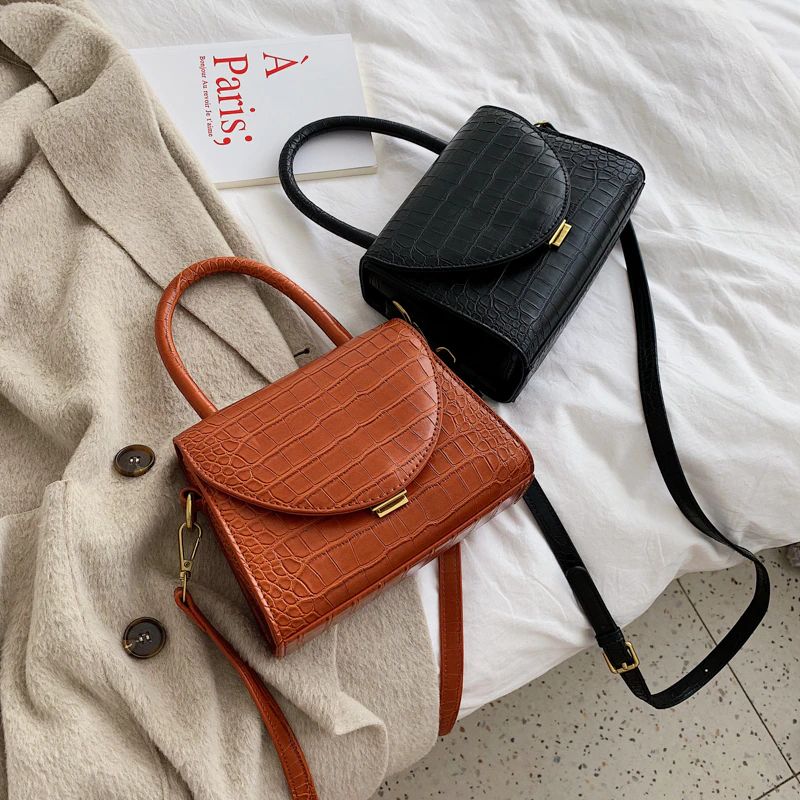 Damska Skórzana Torebka Typu Crossbody Pirulin - Brązowy