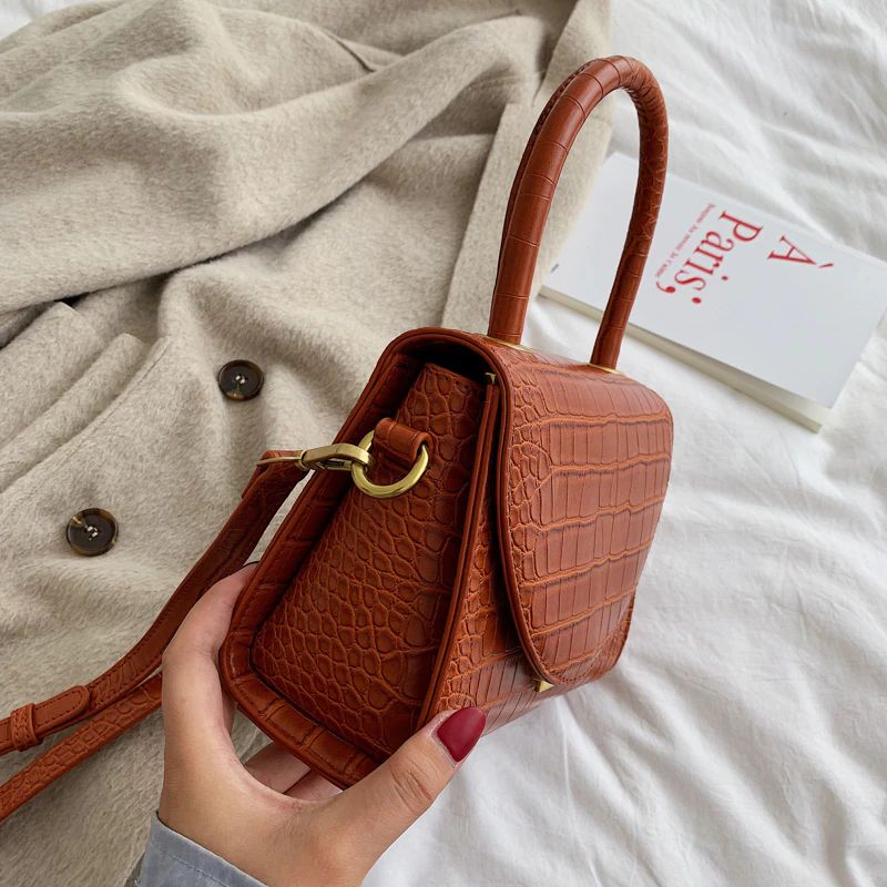 Damska Skórzana Torebka Typu Crossbody Pirulin - Brązowy