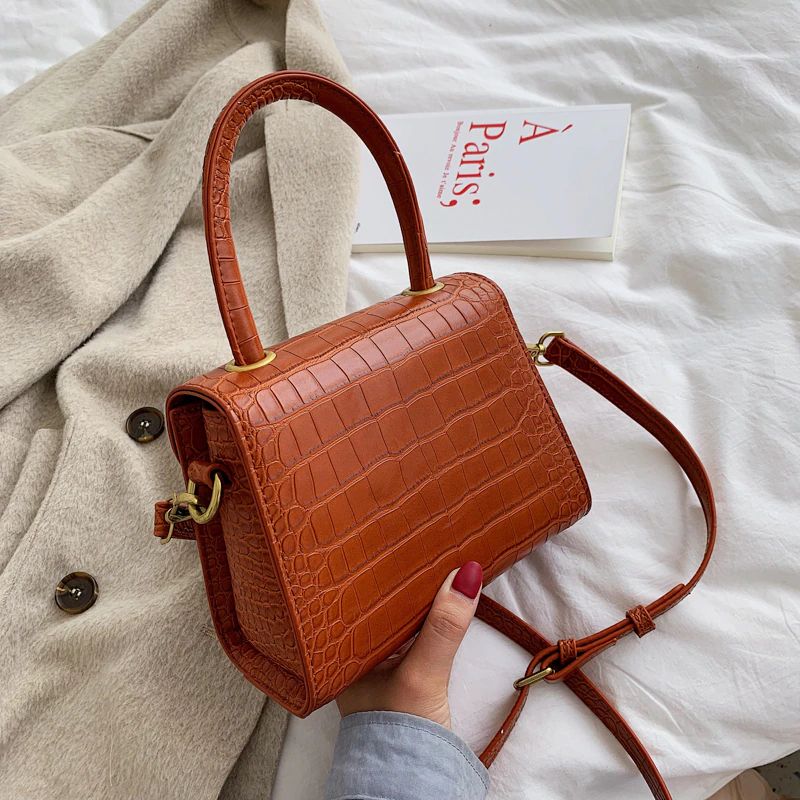 Damska Skórzana Torebka Typu Crossbody Pirulin - Brązowy