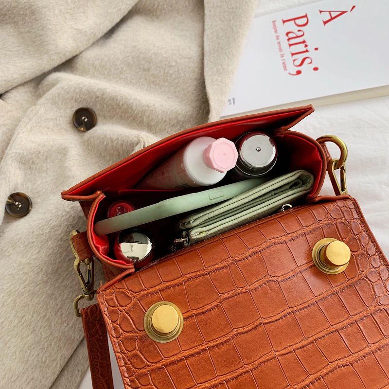 Damska Skórzana Torebka Typu Crossbody Pirulin - Brązowy
