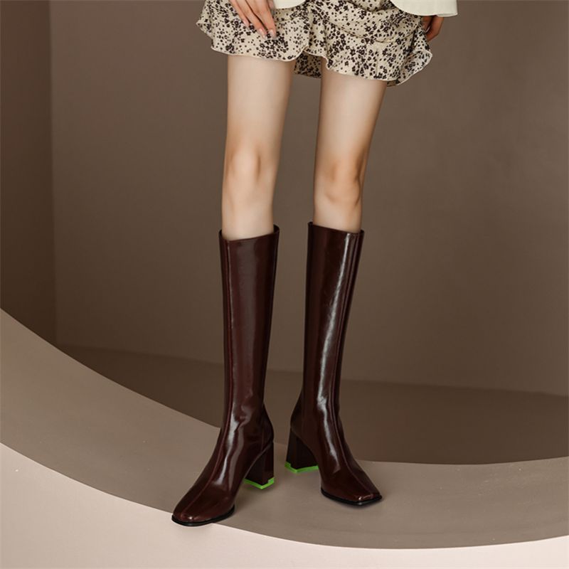 Damskie Buty Do Kolan Sonia Ze Skóry Naturalnej - Czarny