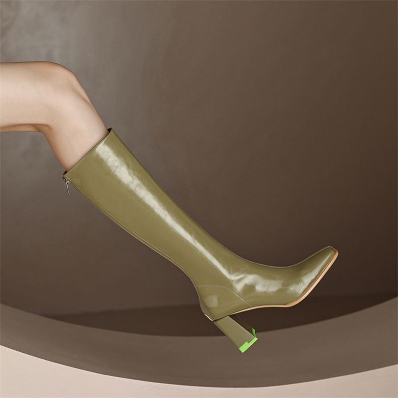 Damskie Buty Do Kolan Sonia Ze Skóry Naturalnej - Czarny