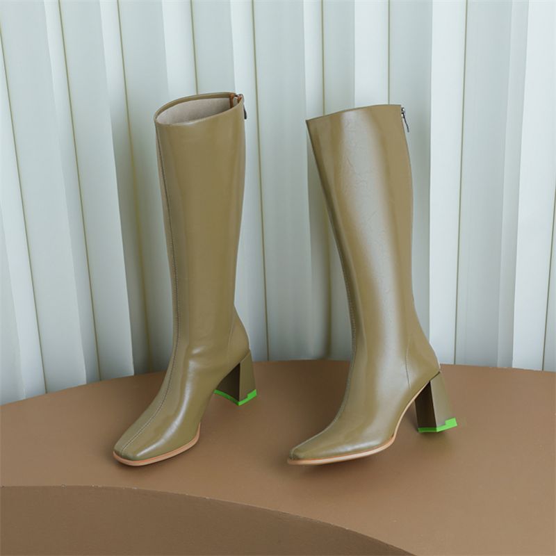 Damskie Buty Do Kolan Sonia Ze Skóry Naturalnej - Czarny