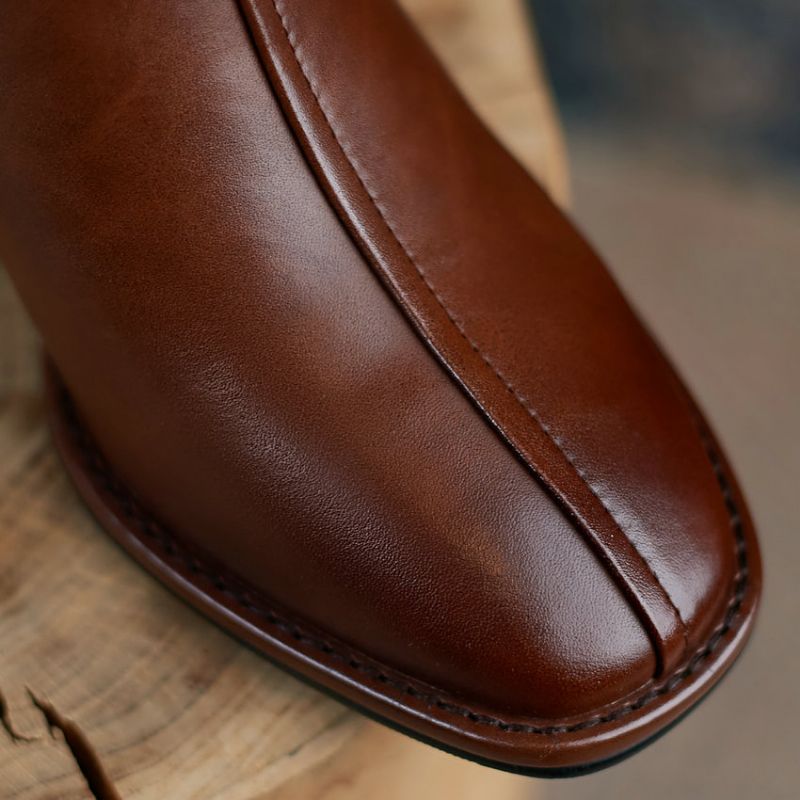 Damskie Buty Do Kostki Z Okrągłym Noskiem Katia - Brązowy