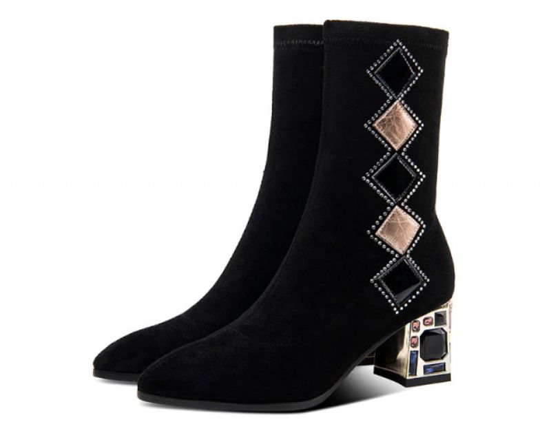 Damskie Buty Do Połowy Łydki Lewa - Czarny