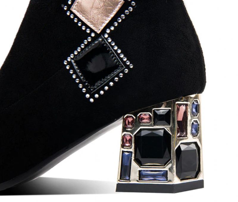 Damskie Buty Do Połowy Łydki Lewa - Czarny