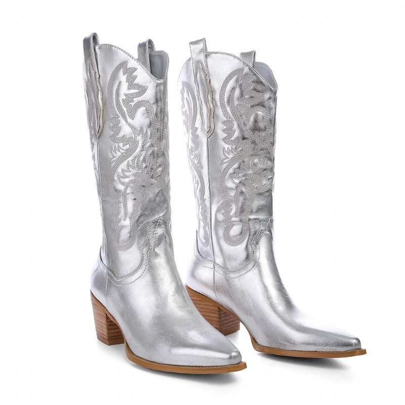 Damskie Buty Kowbojskie Marty Z Metalicznym Wykończeniem - Fioletowy