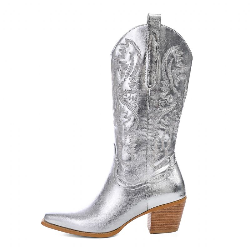 Damskie Buty Kowbojskie Marty Z Metalicznym Wykończeniem - Fioletowy