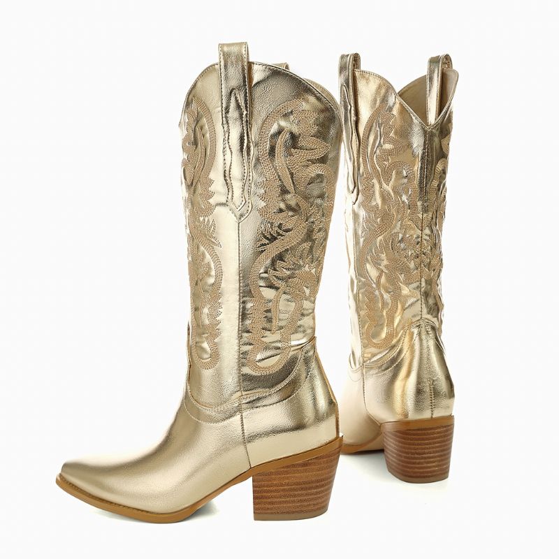 Damskie Buty Kowbojskie Marty Z Metalicznym Wykończeniem - Fioletowy