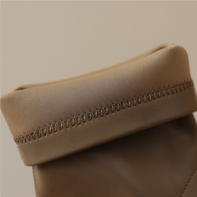 Damskie Buty Ludy Do Kostki Ze Spiczastym Noskiem - Khaki krótki plusz