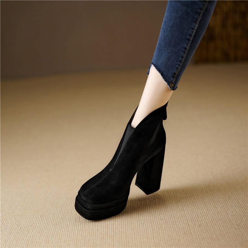 Damskie Buty Saola - Czarny krótki Plusz