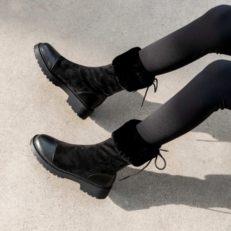 Damskie Buty Śnieżne Cuper Z Okrągłym Noskiem - Morelowy