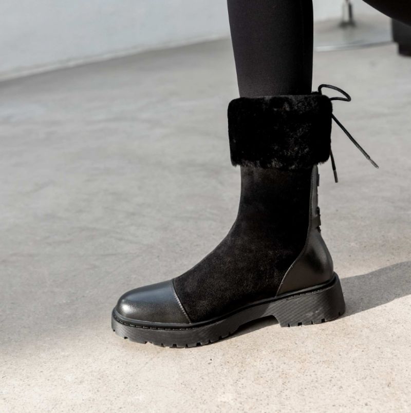 Damskie Buty Śnieżne Cuper Z Okrągłym Noskiem - Morelowy