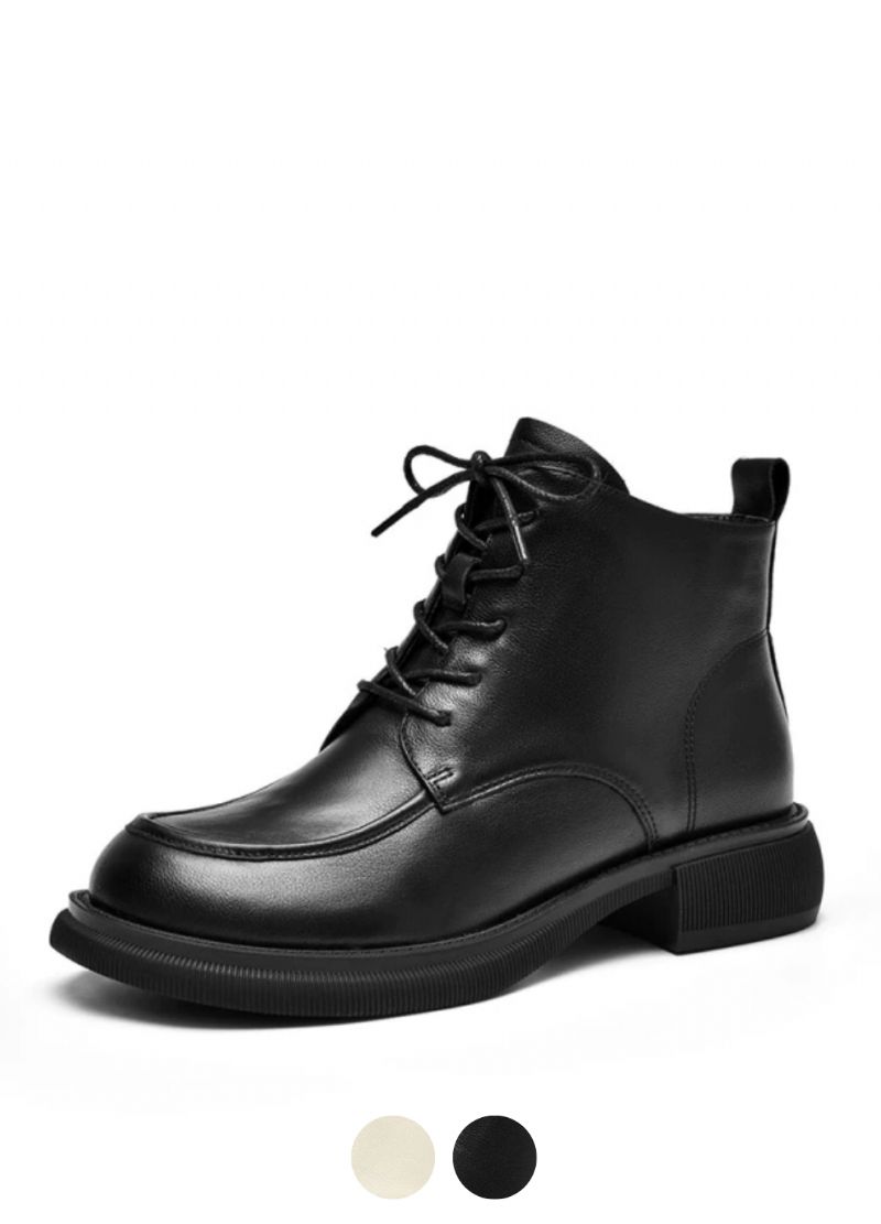 Damskie Buty Skórzane Czarne Denis