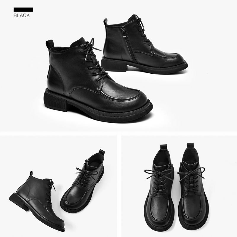 Damskie Buty Skórzane Czarne Denis - Czarny