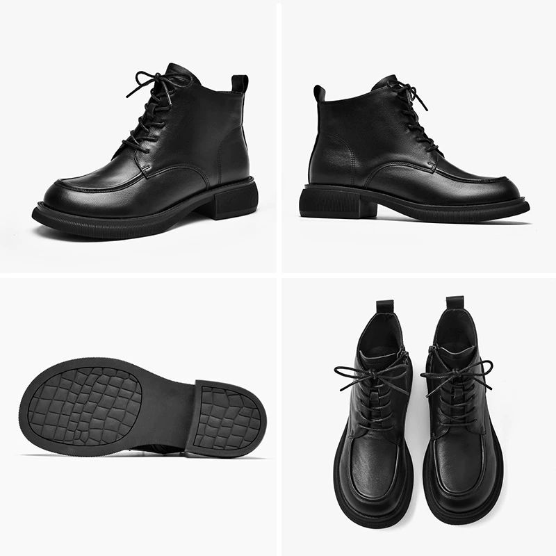 Damskie Buty Skórzane Czarne Denis - Czarny