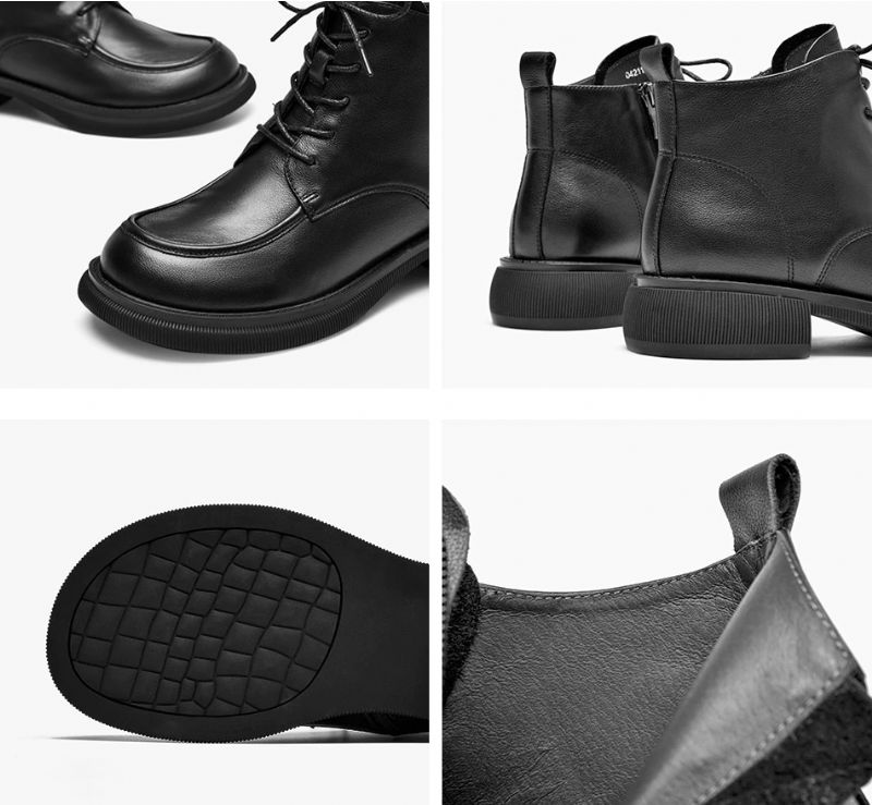 Damskie Buty Skórzane Czarne Denis - Czarny