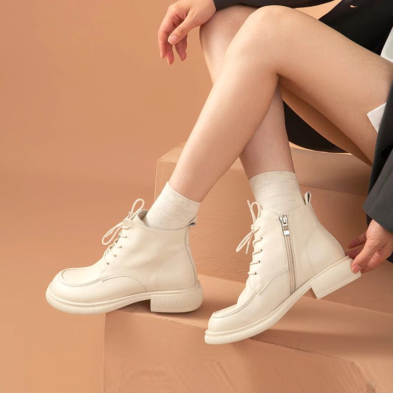 Damskie Buty Skórzane Czarne Denis - Czarny