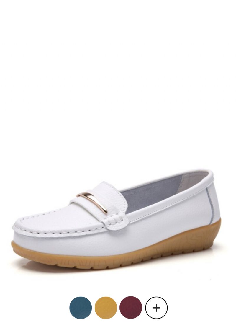 Damskie Buty Skórzane Edna Z Prawdziwej Skóry Płaskie Mokasyny Wiosna Jesień