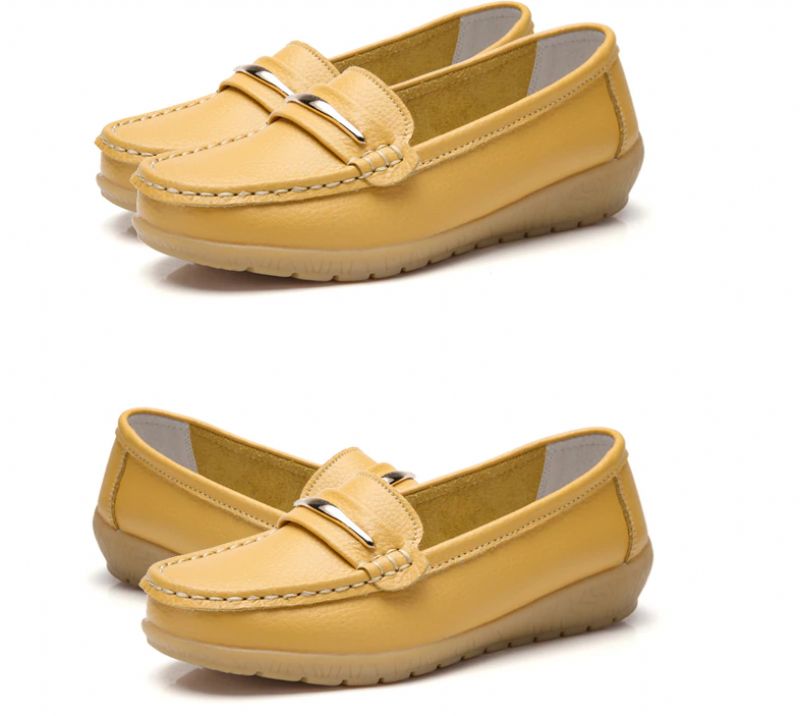 Damskie Buty Skórzane Edna Z Prawdziwej Skóry Płaskie Mokasyny Wiosna Jesień - Biały