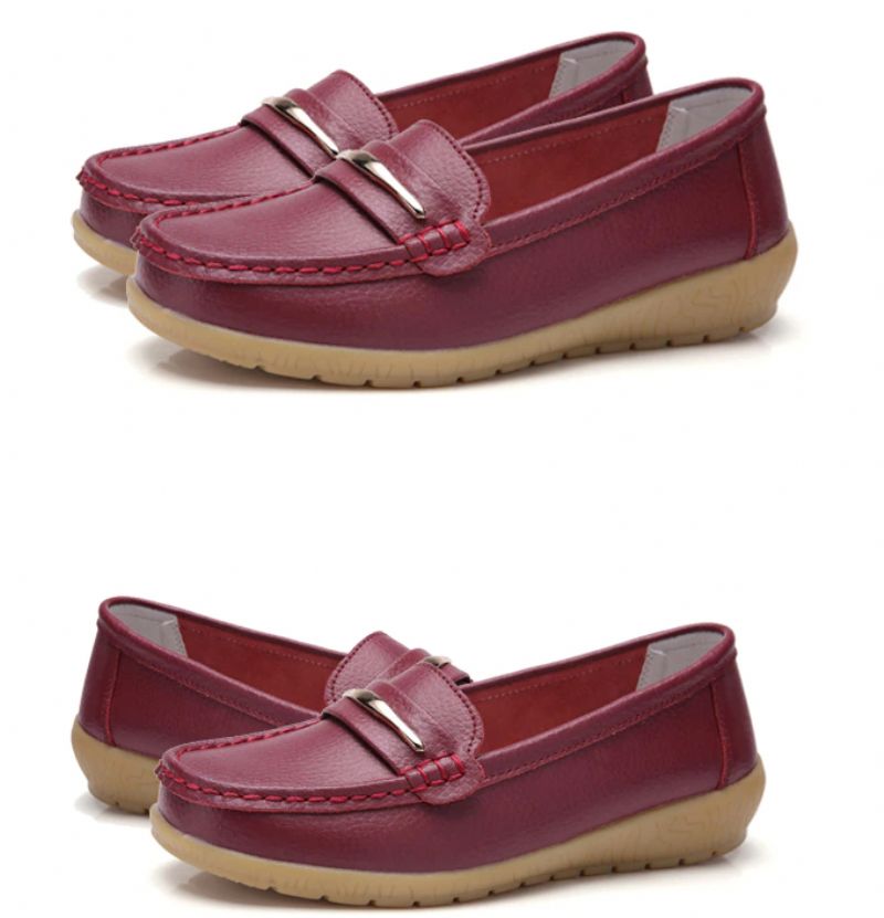 Damskie Buty Skórzane Edna Z Prawdziwej Skóry Płaskie Mokasyny Wiosna Jesień - Biały