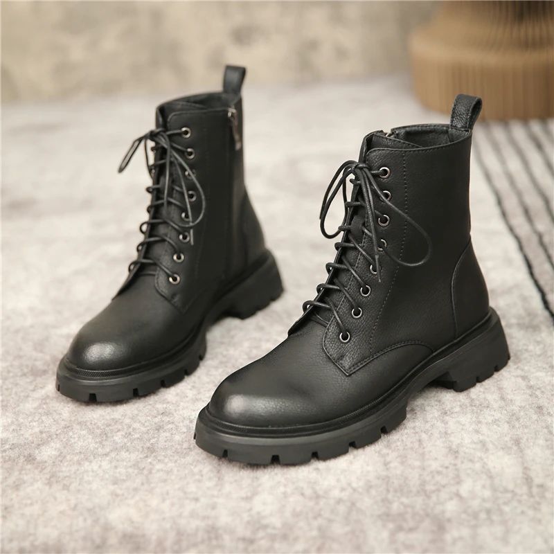 Damskie Buty Skórzane Myers - Brązowy aksamit