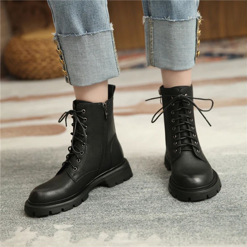 Damskie Buty Skórzane Myers - Brązowy aksamit