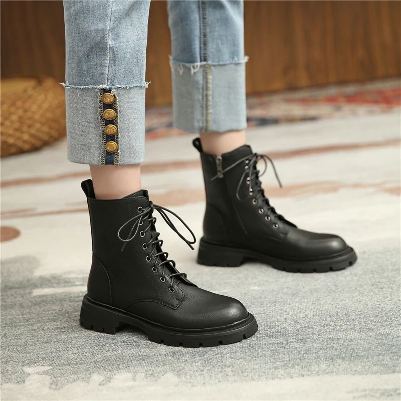 Damskie Buty Skórzane Myers - Brązowy aksamit