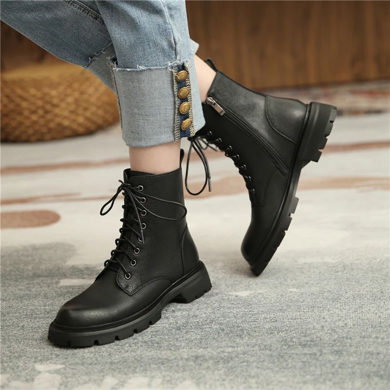 Damskie Buty Skórzane Myers - Brązowy aksamit