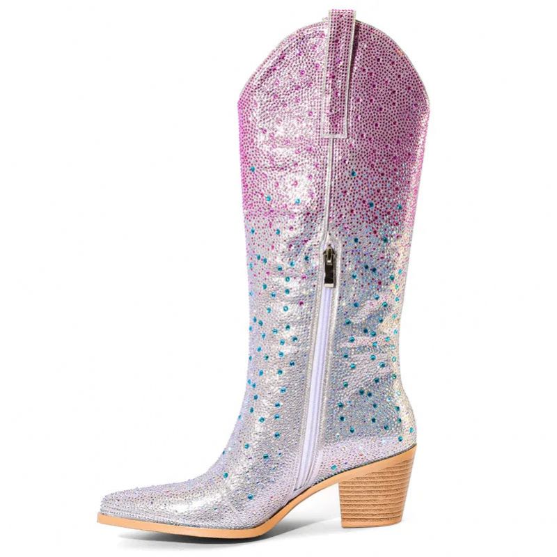 Damskie Buty Westernowe Marilyn - Srebrny