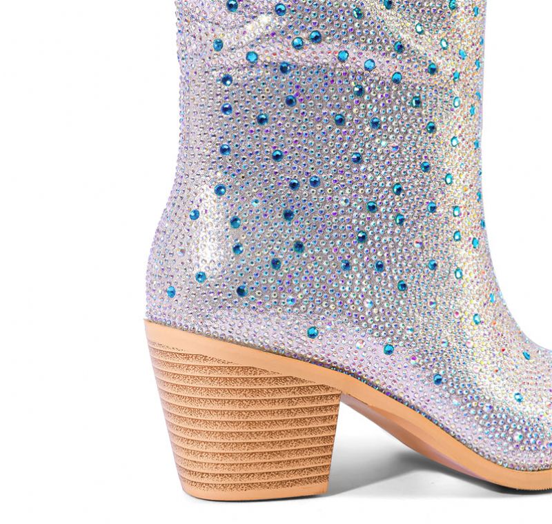 Damskie Buty Westernowe Marilyn - Srebrny