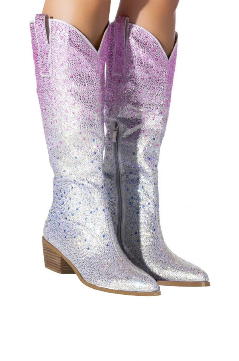 Damskie Buty Westernowe Marilyn - Srebrny