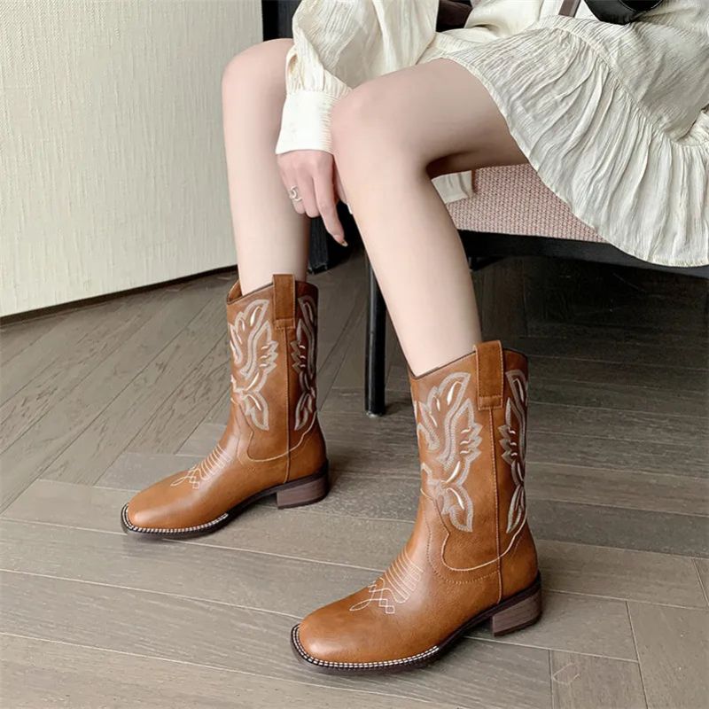 Damskie Buty Westernowe Orland - Brązowy