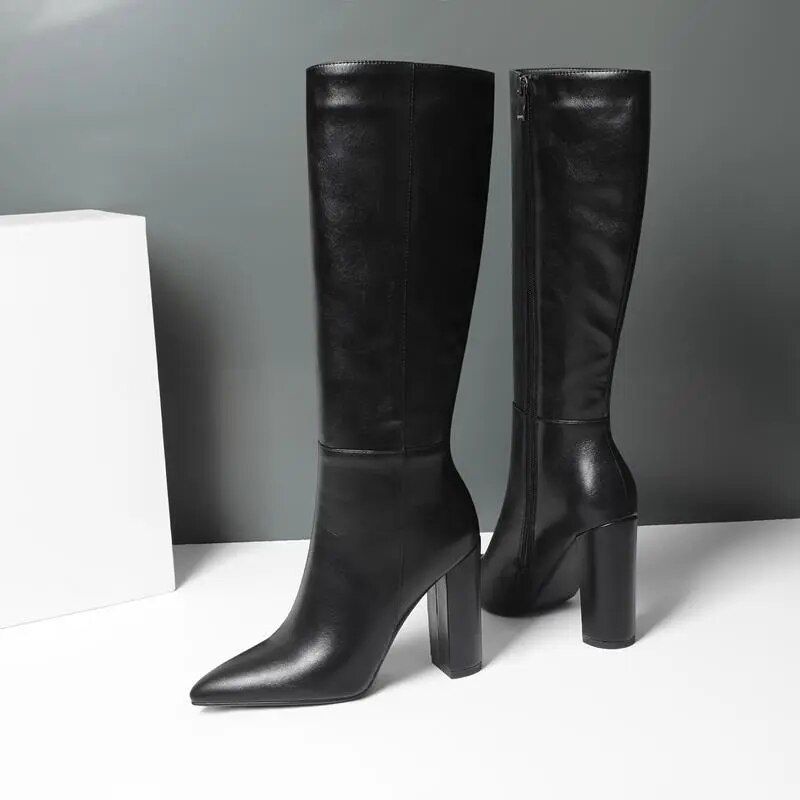 Damskie Buty Zimowe Do Kolan Kalen - Czarny