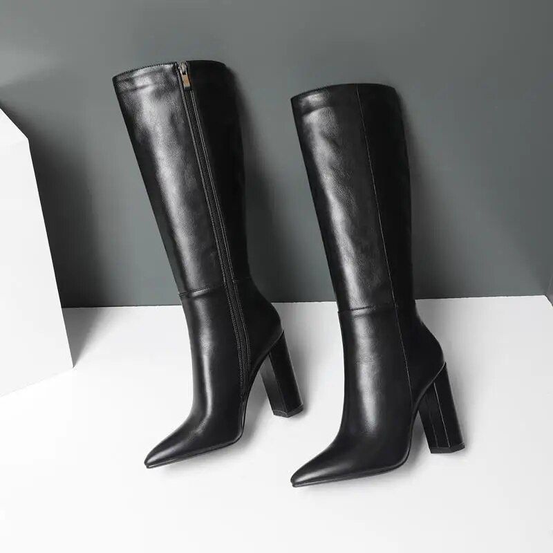 Damskie Buty Zimowe Do Kolan Kalen - Czarny