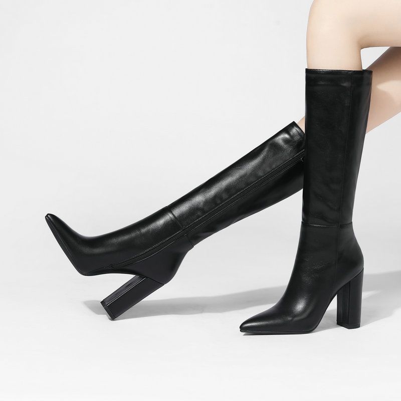 Damskie Buty Zimowe Do Kolan Kalen - Czarny