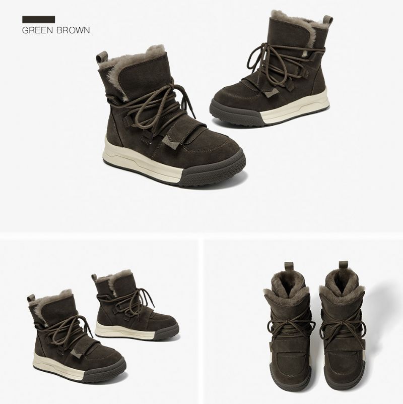 Damskie Buty Zimowe Skórzane Angel - Morelowy
