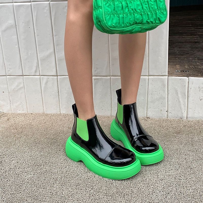 Damskie Buty Zimowe Z Gumką Bahiti - Zielony Bez Futra