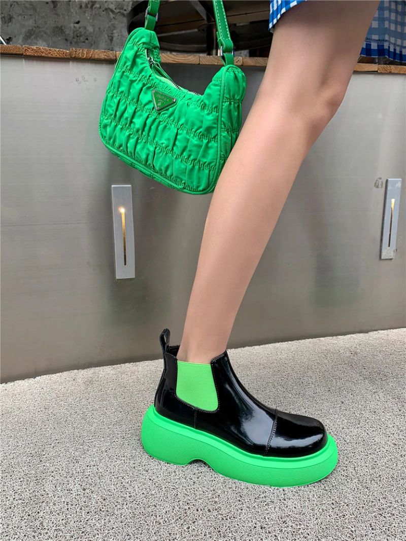 Damskie Buty Zimowe Z Gumką Bahiti - Zielony Bez Futra