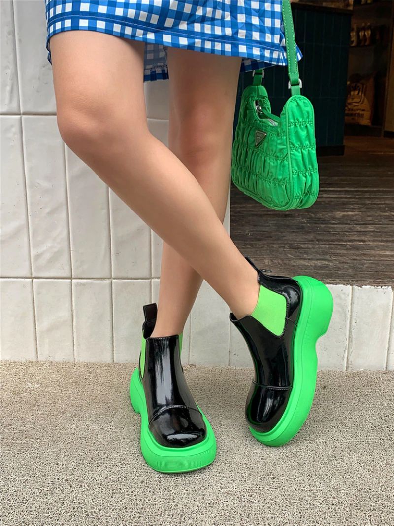 Damskie Buty Zimowe Z Gumką Bahiti - Zielony Bez Futra