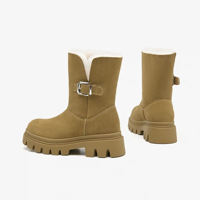 Damskie Ciepłe Buty Śnieżne Malena - Khaki